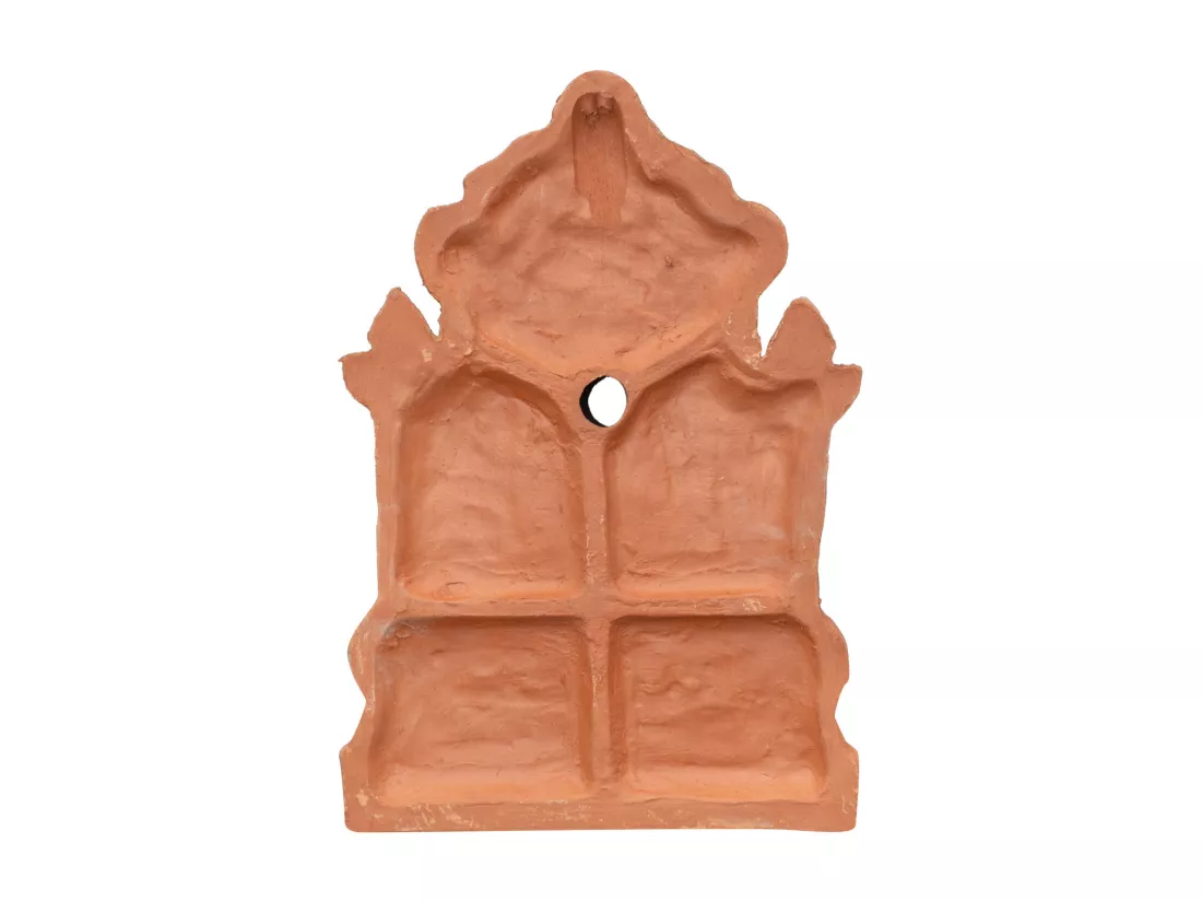 BISCOTTINI Fontaine - Fronton en Terre Cuite - Décorative - Fontaine de Jardin - Extérieur - Fontaine Murale - Dosseret - Décoration Murale - Décoration de Jardin - 37x3x47cm