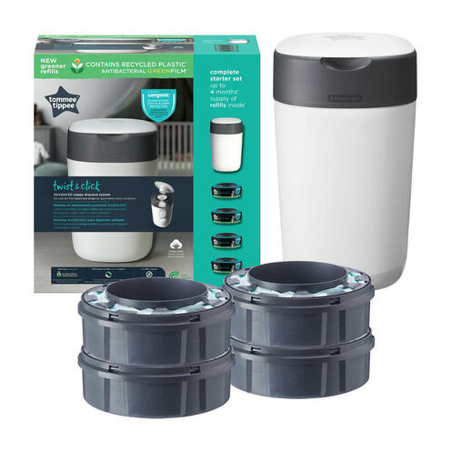 Pack poubelle à couches Twist & Click Blanc + 4 recharges - TOMMEE TIPPEE