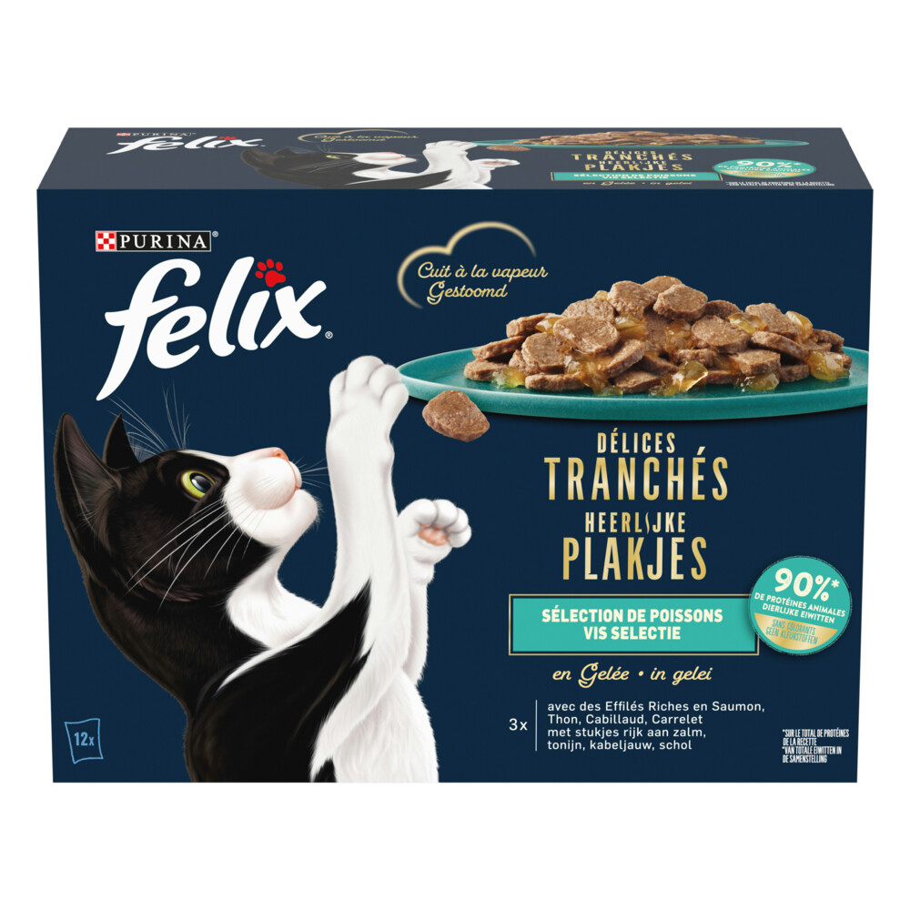 Felix Heerlijke Plakjes in Gelei Selectie Vis12 x 80 gr