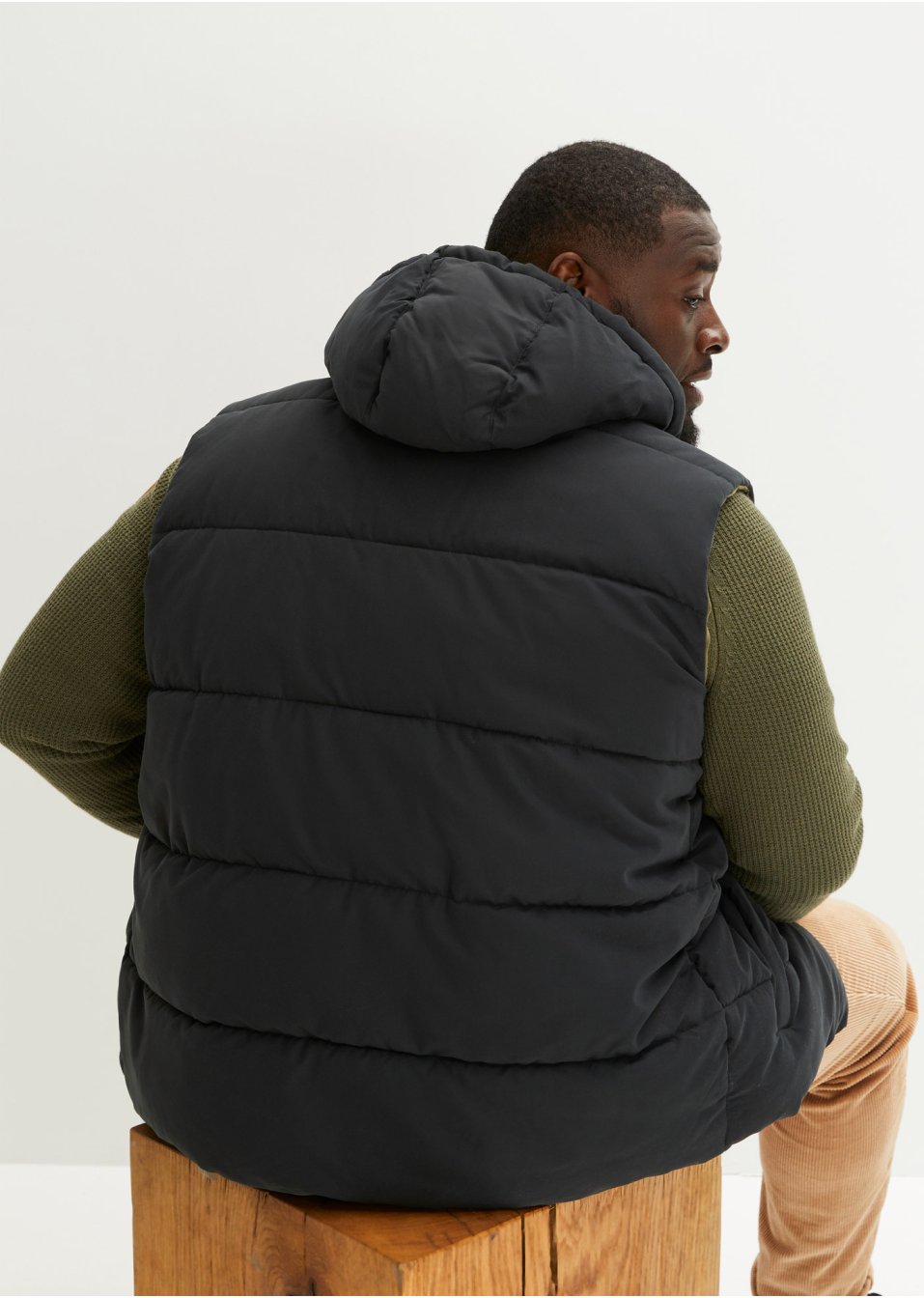 Veste sans manches matelassée réversible avec capuche en polyester recyclé
