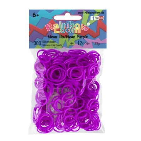 Idena Rainbow Loom / 300 Gummibänder + 12 Clips / Farbe: neon-lila