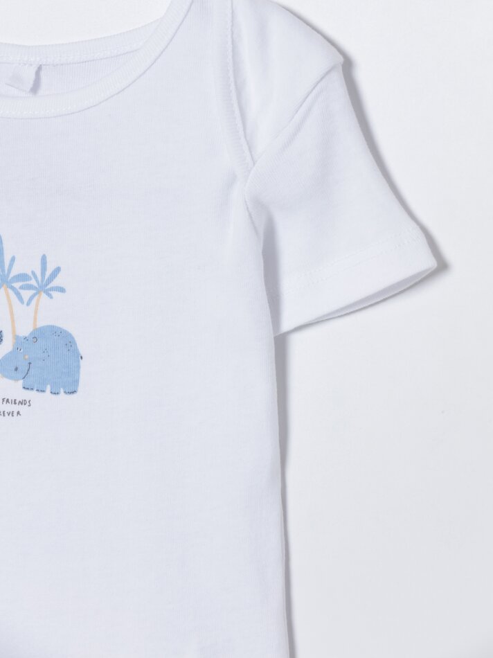 Conjunto de 4 bodies de manga curta combinando - Azul Índigo Lavado