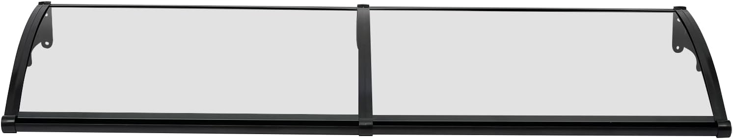 Vordach für Haustür 200x60 cm, Überdachung Haustürvordach, Polycarbonat Überdachung, Aluminiumlegierung Halterung, UV-Schutz, Regenschutz, Schneeschutz (Transparentes Überdachung + Schwarze Halterung)