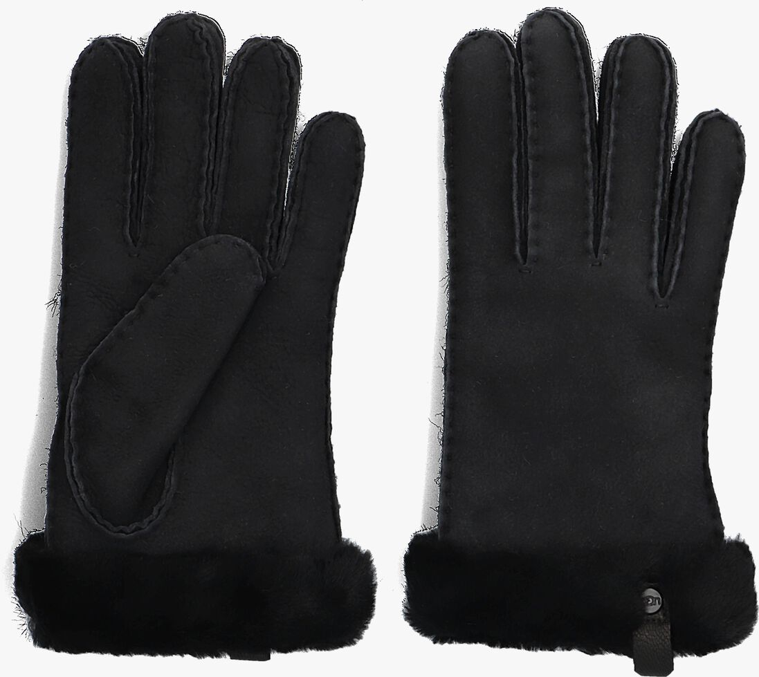 zwarte ugg handschoenen shorty glove w leather trim