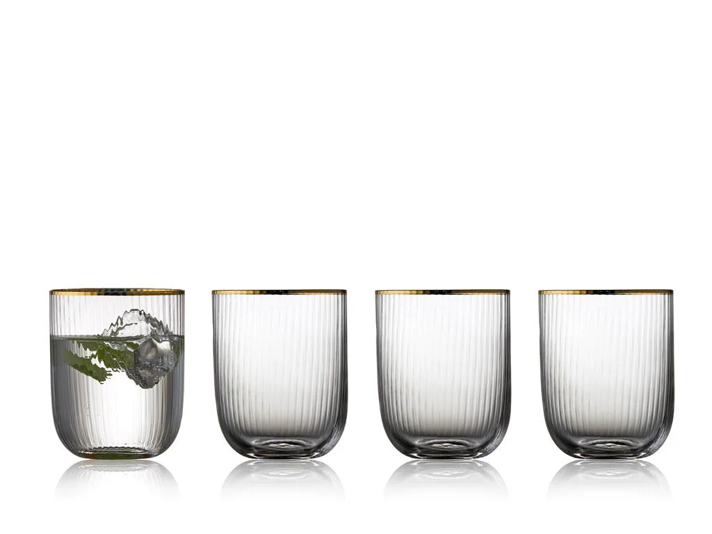 Lyngby Glas  Tumbler Palermo drikkeglas guldfarvet, 35cl - 4stk.
