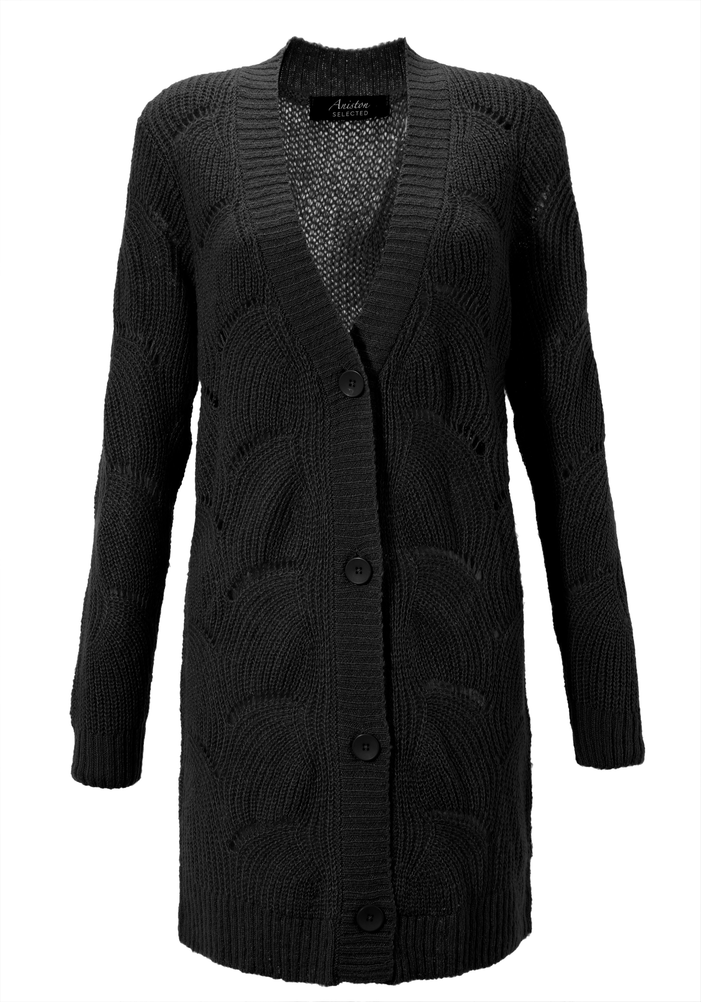 Aniston SELECTED Longstrickjacke mit Lochstrick-Muster