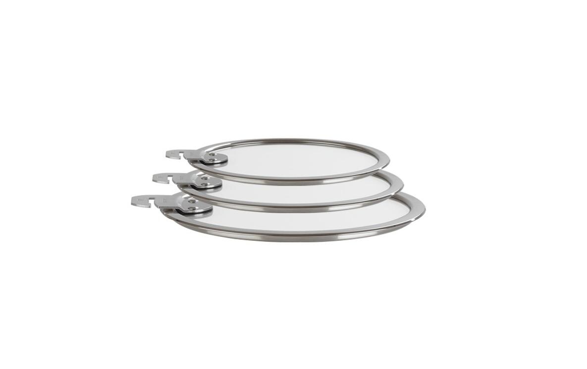 Pfannendeckel Strate 16 cm/18 cm/20 cm, Transparent<br>Set mit drei Glasdeckeln