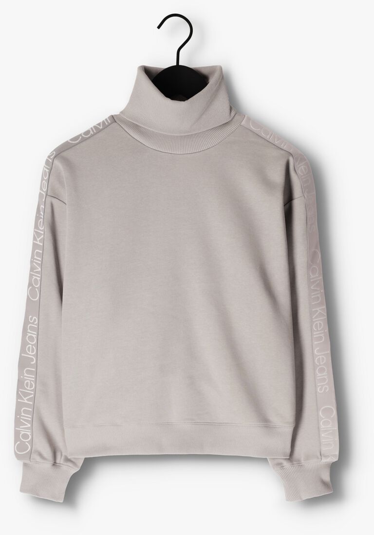CALVIN KLEIN grijze calvin klein trui logo tape sleeves roll neck