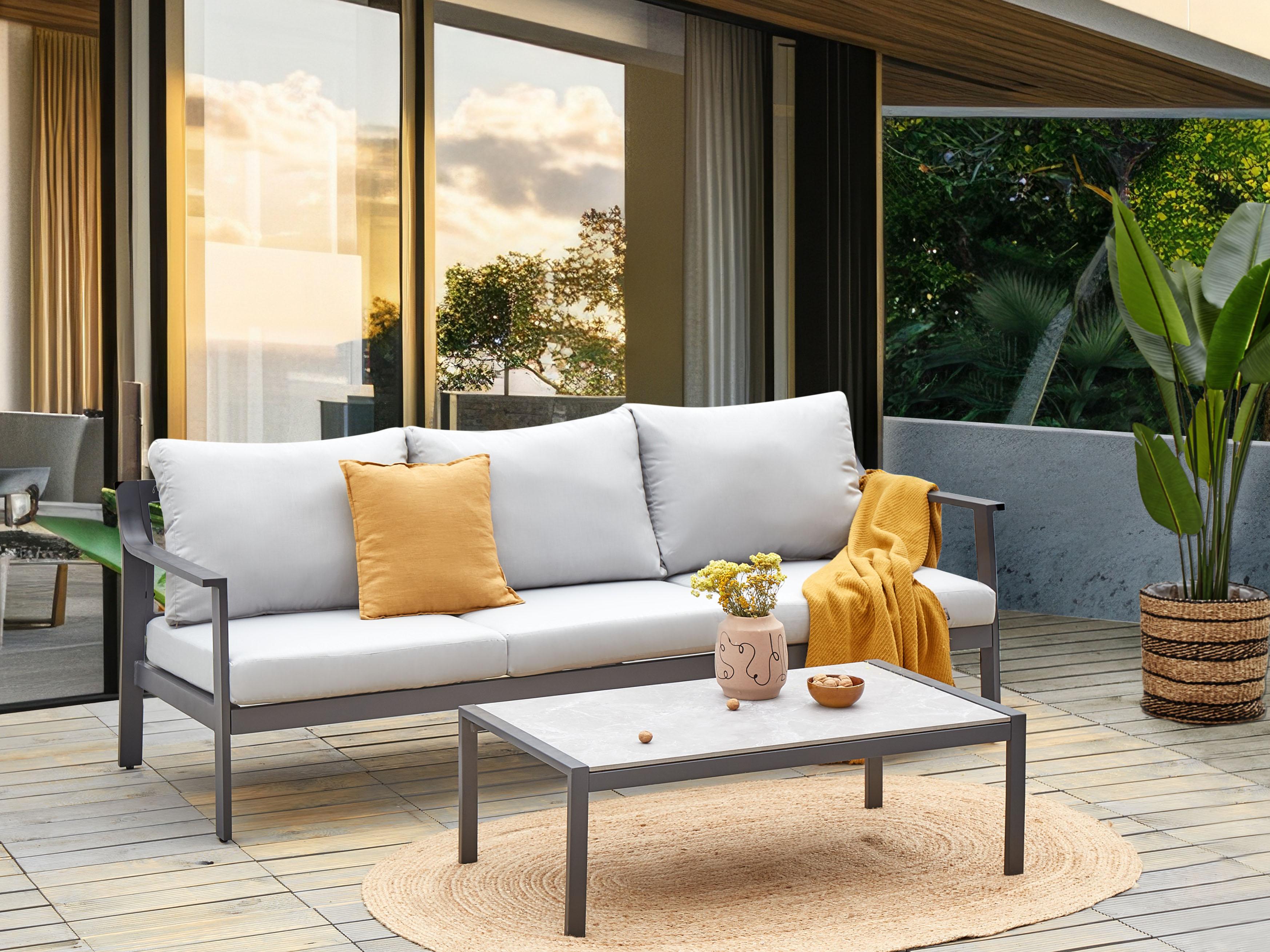 Tuin loungebank 3-zits KIATO Metaal Lichtgrijs
