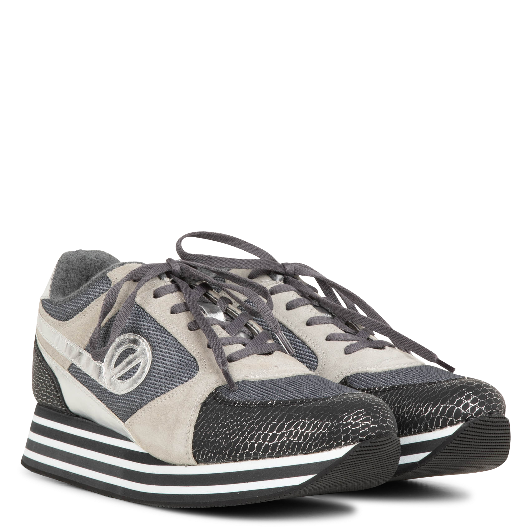 PARKO - Baskets basses en cuir mélangé | Gris