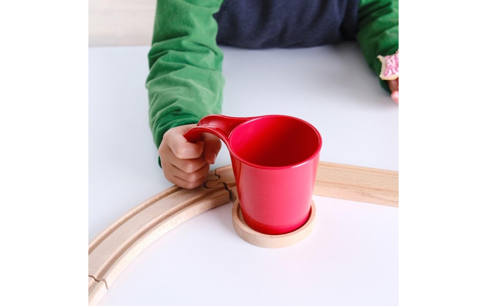 Eisenbahn Frühstücks-SetEisenbahn Frühstücks-Set mit rote Tasse-Tunnel, kompatibel mit Brio und Co.