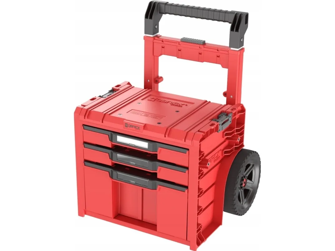 Værktøjskasse Qbrick System PRO Cart 2.0 Plus Ultra HD Custom, rød, 3 skuffer