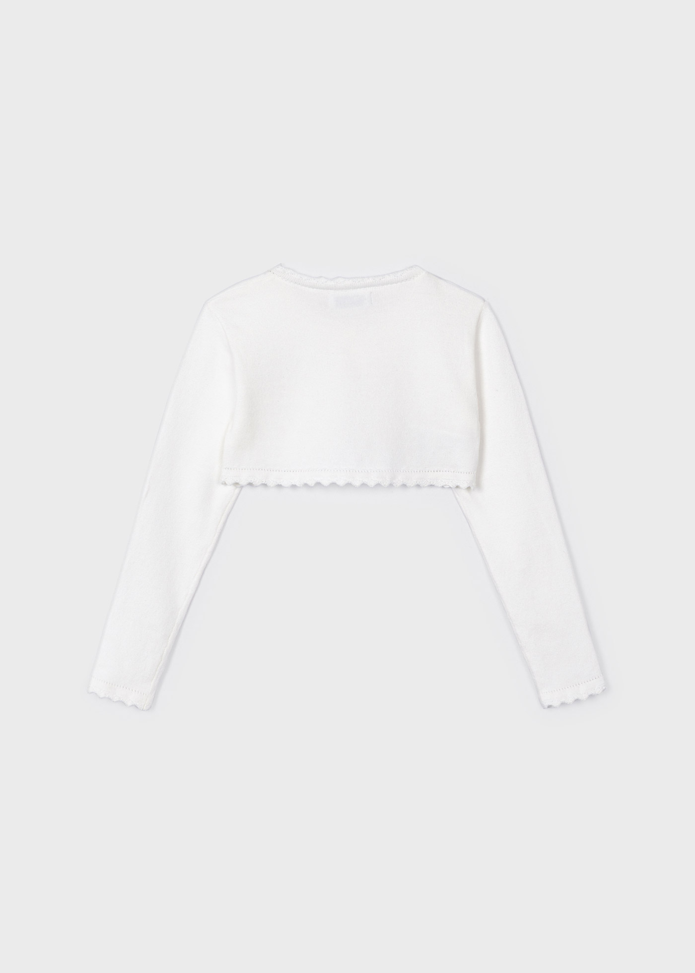 Cardigã estilo bolero em malha de algodão sustentável para meninas