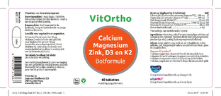 VitOrtho Calcium Magnesium Zink, D3 en K2 Tabletten 60TB