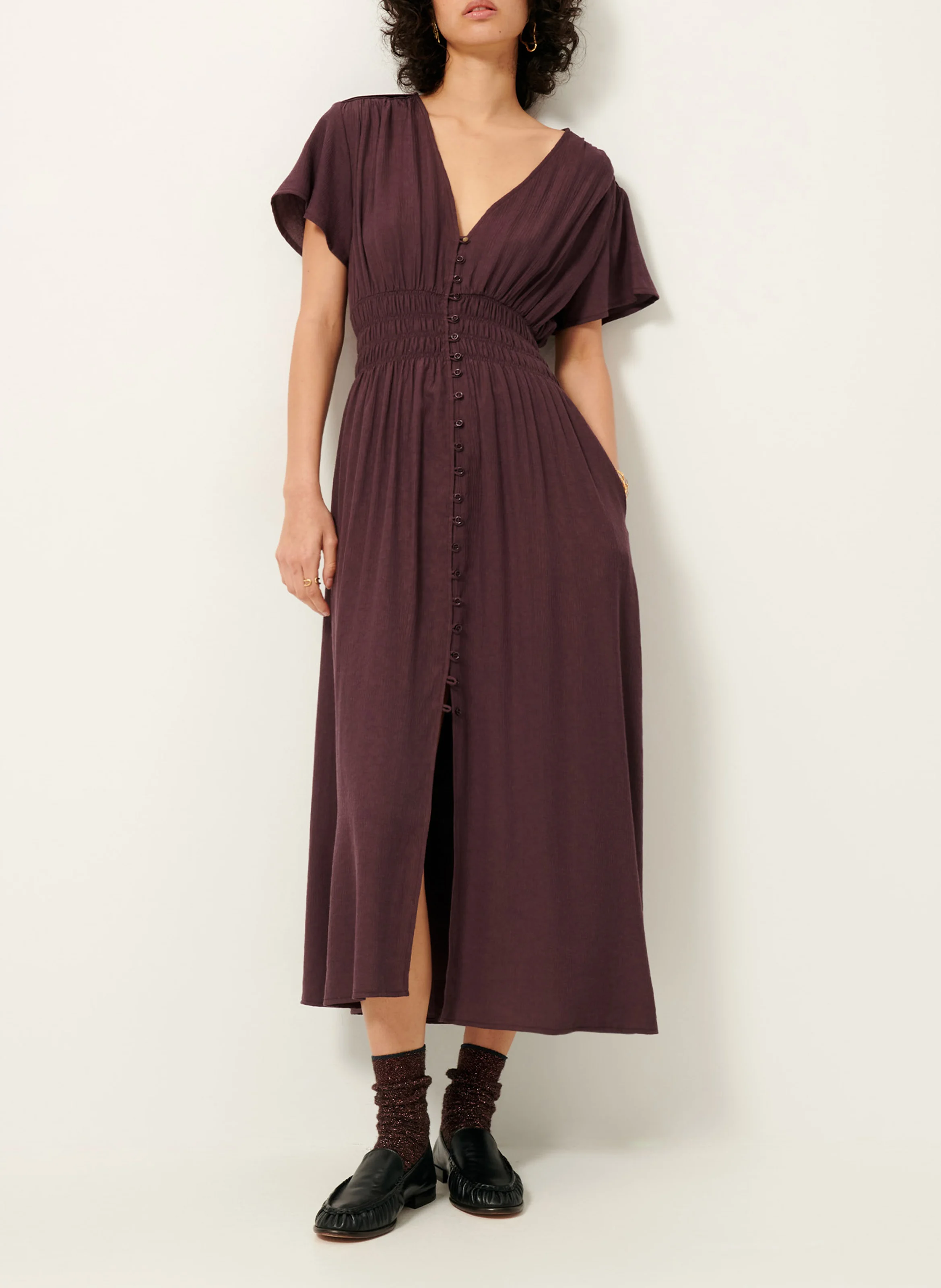 GALAYA - Robe longue col V | Violet