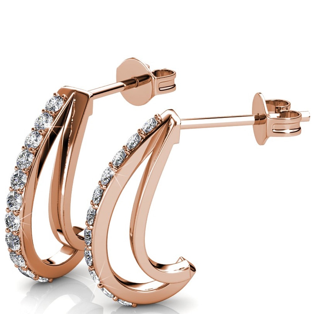 Boucles d'oreilles Joyce - Laiton plaqué or rose 18 k & cristal blanc