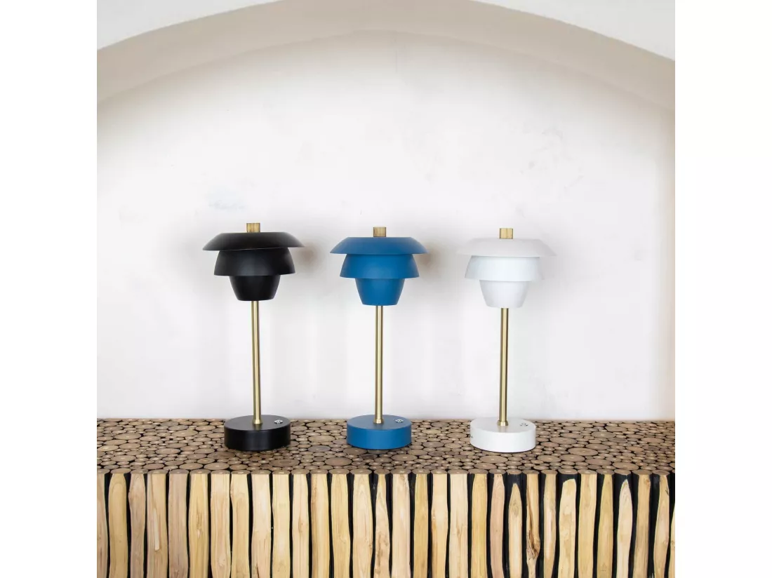 Now's Home - Lampe A Poser Design Rechargeable Noir Et Dore H31cm Moxy