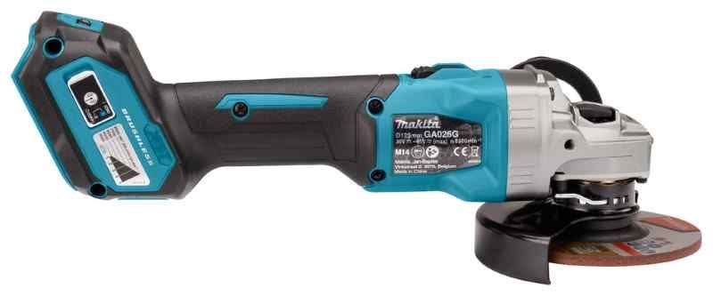 Makita GA026GZ 40 V Max Haakse slijper 125 mm zonder accu's en lader, in doos, met vastzetschakelaar