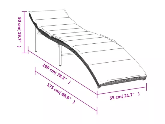 Chaises longues lot de 2 et coussins gris clair résine tressée