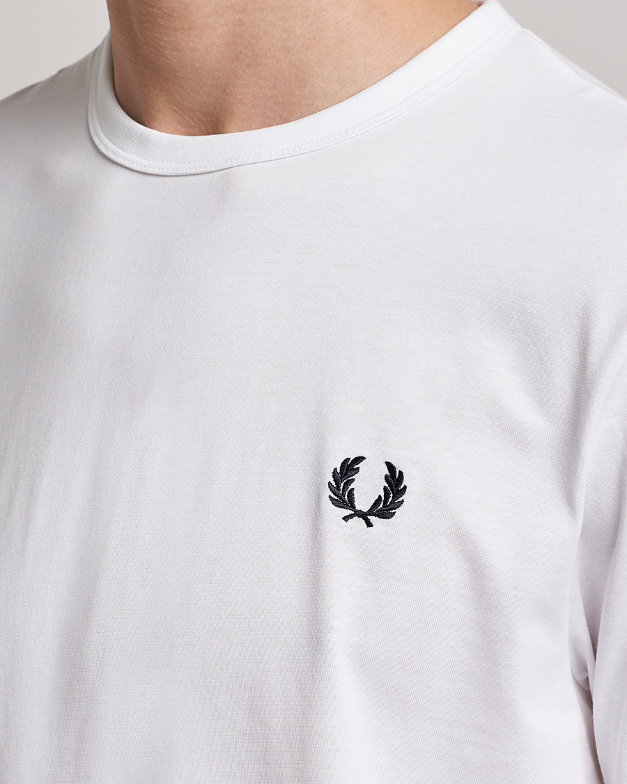 Fred Perry Ringer Crew Neck Tee White