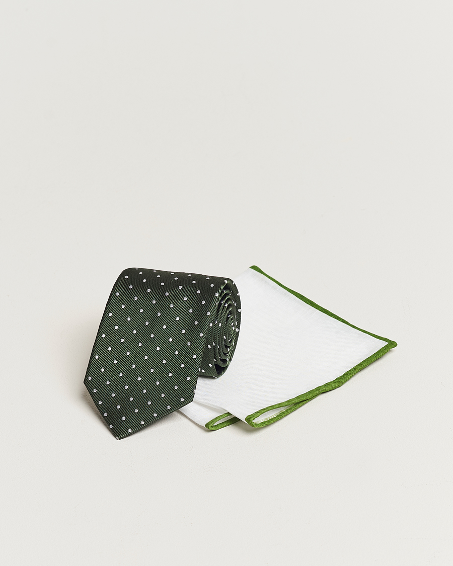 Amanda Christensen Set Tie & Pocket Square Green/White