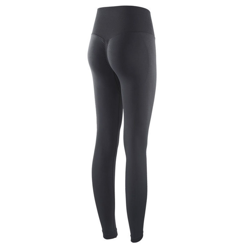 (Gr. M) Elastische Sport Push Up Leggings High Waist Shaping Stretch Hose für Frauen - Schwarz