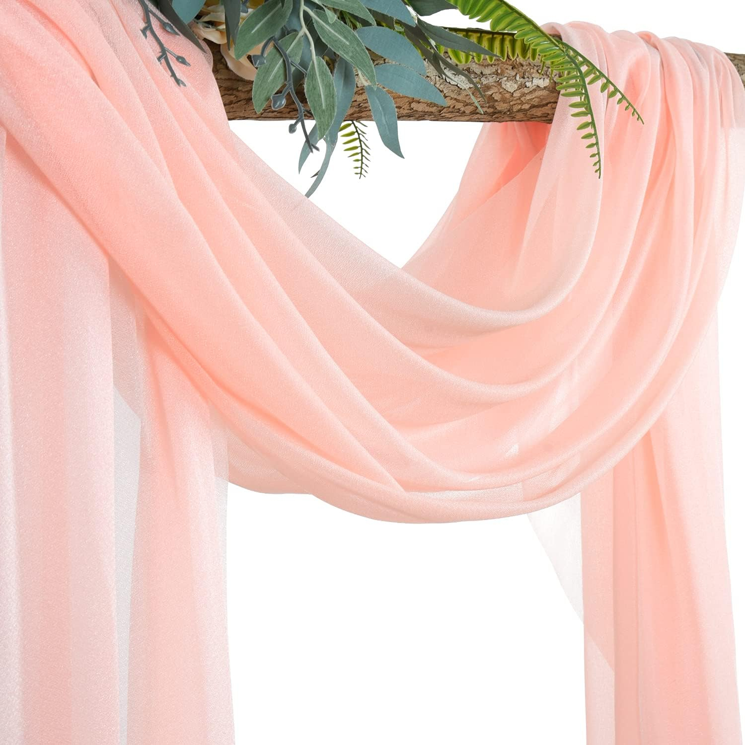 (2er Set) 550x75cm Polyester Hochzeit Vorhang Drapierstoff für Hochzeitsbogen Freihand Deko Gardine Party Foto Requisite - Rosa