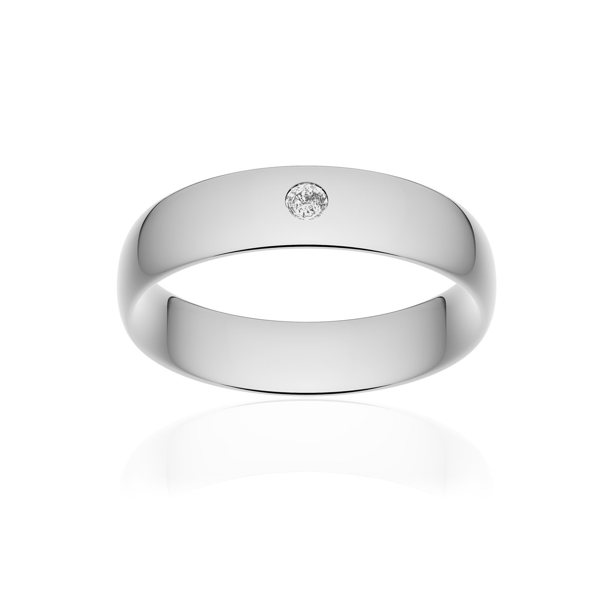 Alliance palladium 950 poli demi-jonc confort 5,5 mm diamant brillant