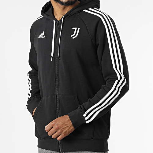 Sweat Zippé Capuche A Bandes Juventus DNA HD8875 Noir
