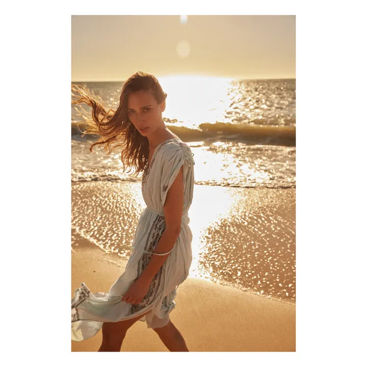 Alma Deia Robe Kaftan Brodée | Bleu