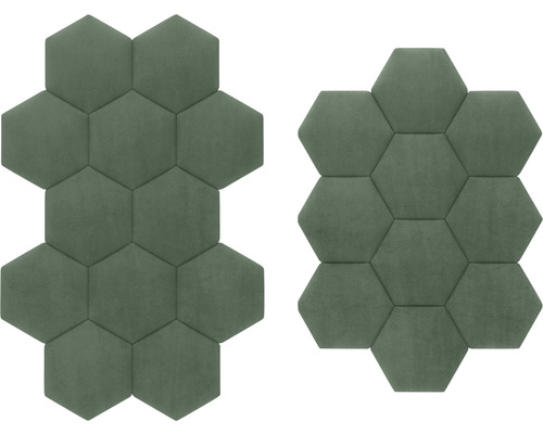 Riviera Hexagon wandkussen, donkergroen, fluweellook, 29 x 34 cm
