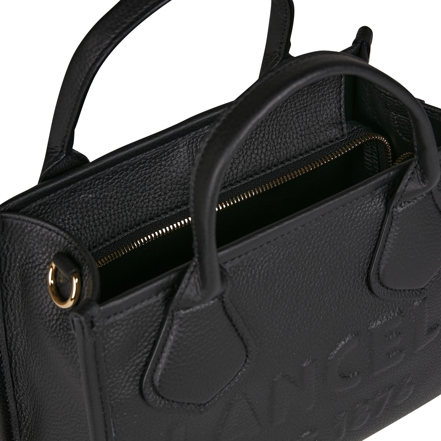 JOUR S - Sac porté main à logo débossé en cuir grainé | Noir