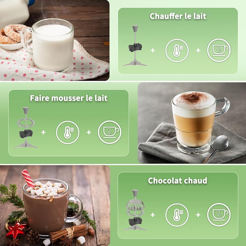 Mousseur à lait Maestri House, 12 en 1 600 ml Mousseur à lait électrique avec température et force de mousse variables, commande Smart Touch, pour Latte Cappuccino, Chocolat chaud, Lait chaud : Cuisine et Maison