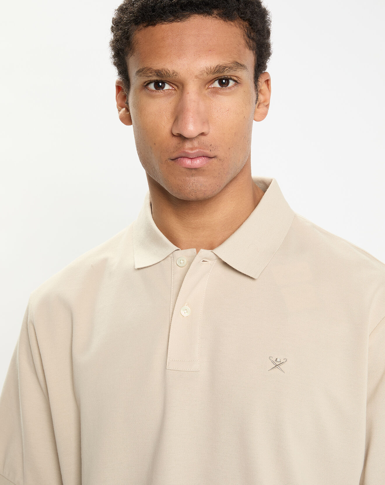 Hackett London Polo Slim Fit uni piqué beige clair