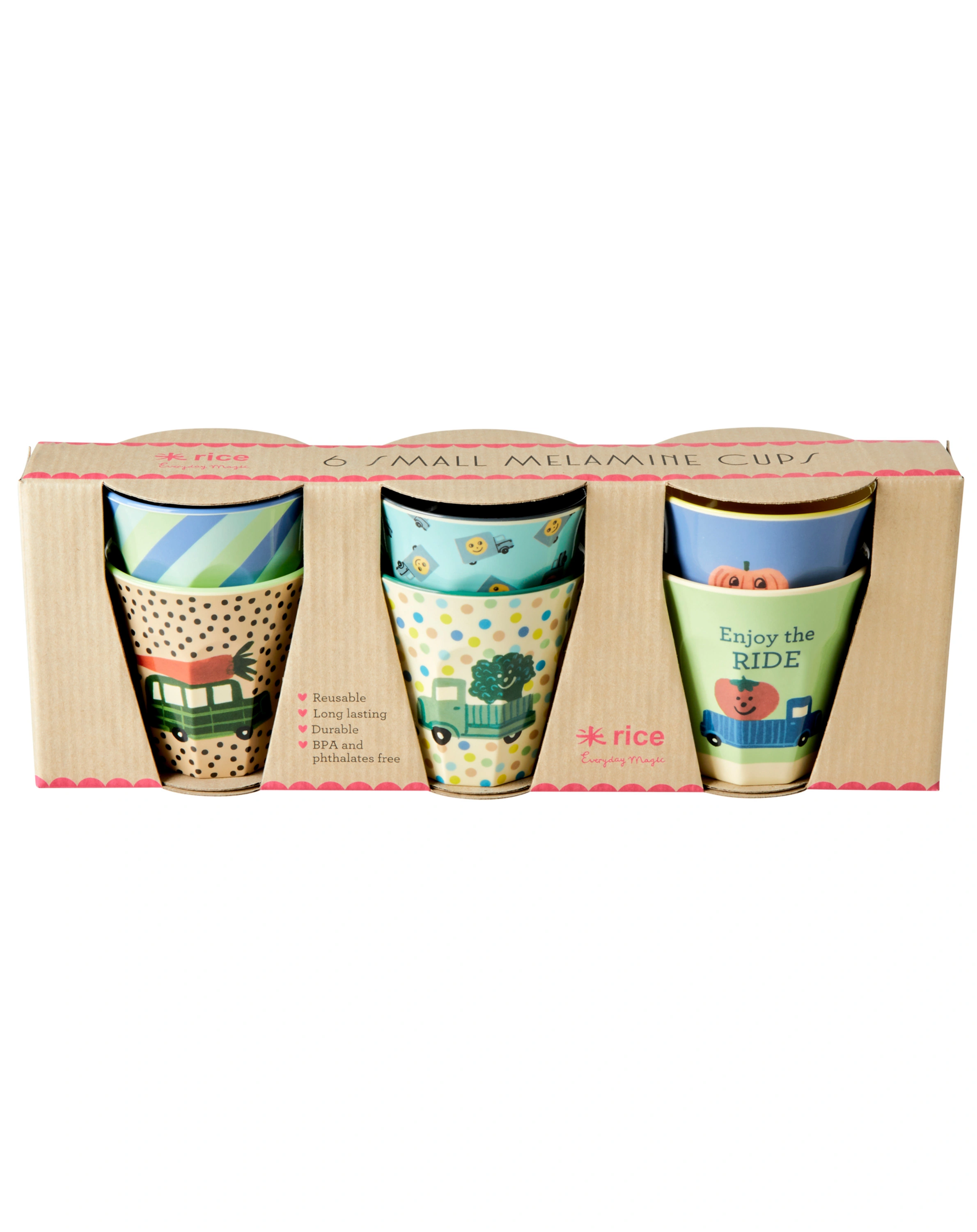 Melamin-Becher HAPPY CARS - SMALL 6er-Pack in bunt