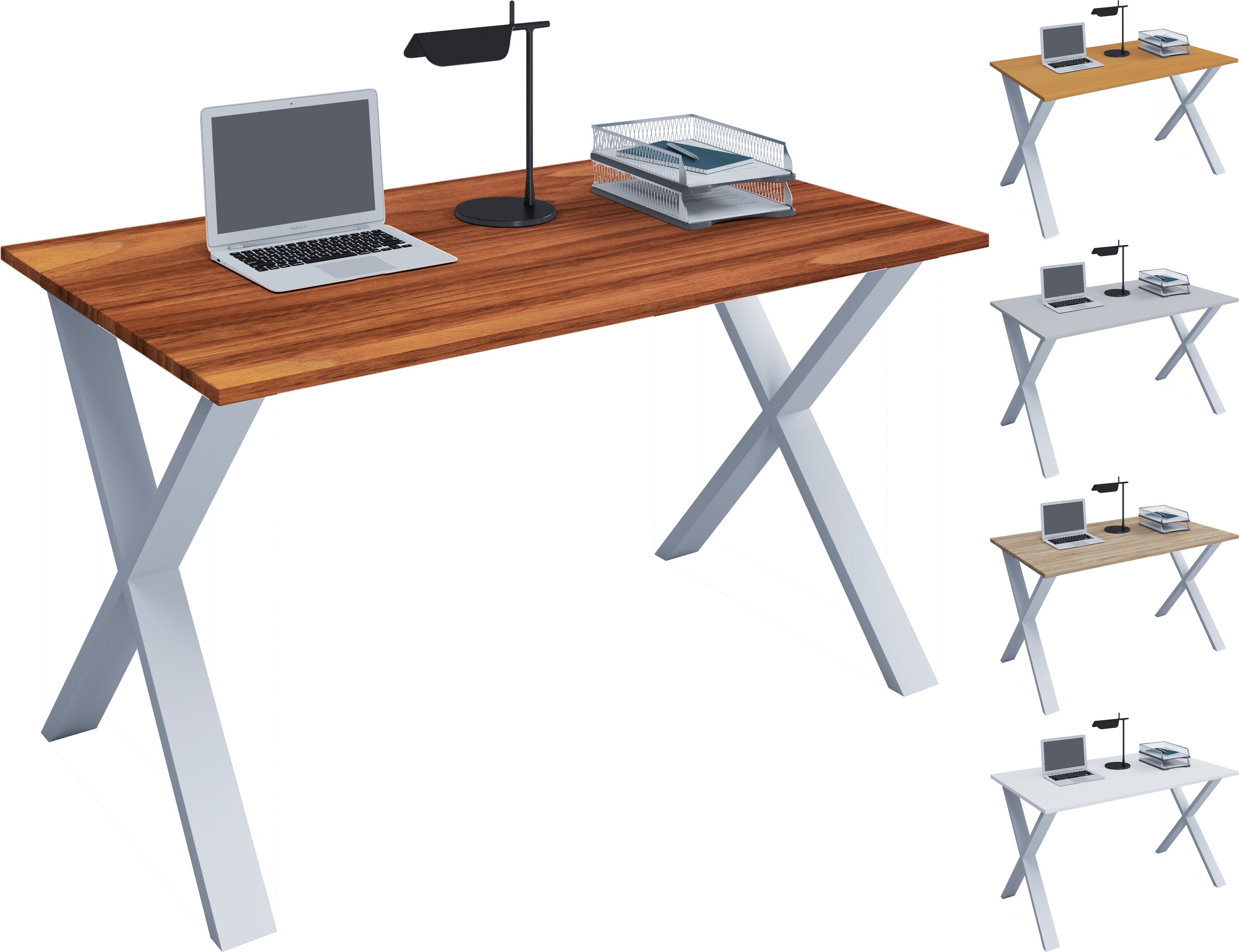 VCM Holz Schreibtisch Computertisch Arbeitstisch Büromöbel Lona X Weiß