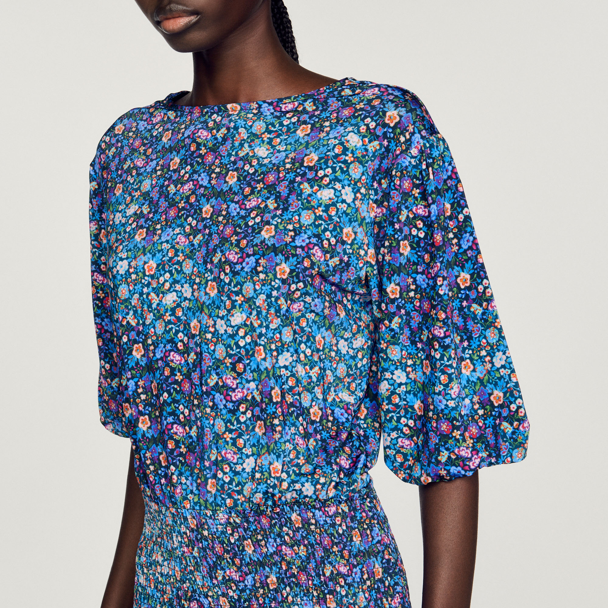 Robe courte imprime fleuri