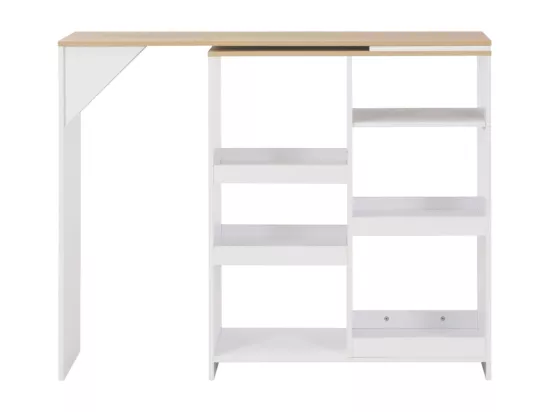 Table de bar avec tablette amovible Blanc 138x39x110 cm