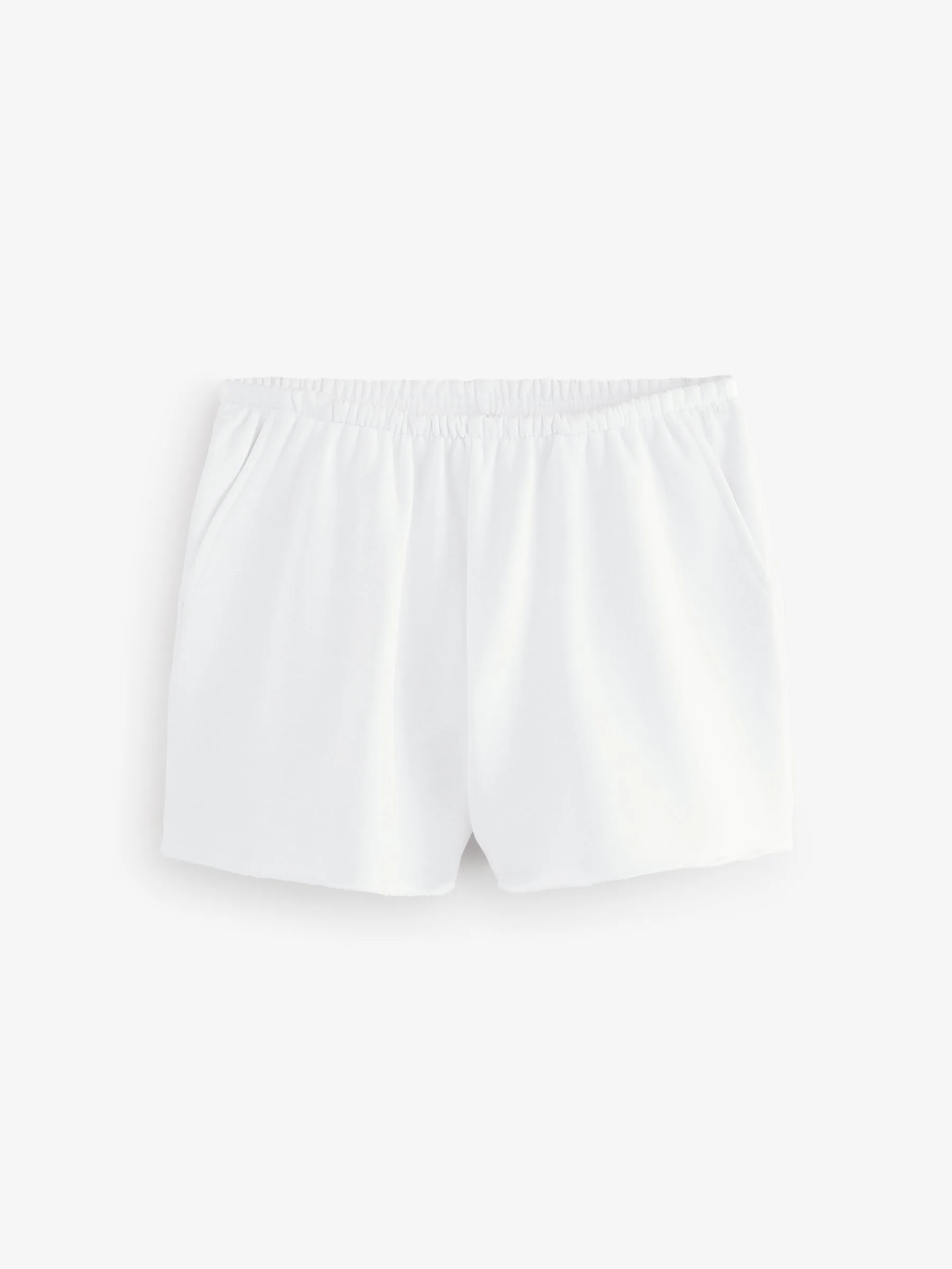 Ecru - Gewassen katoenen jersey shorts met ruwe zoomdetails