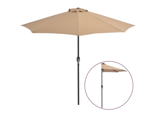 VIDAXL - Parasol de balcon avec mât en aluminium taupe 270x135 cm dem...