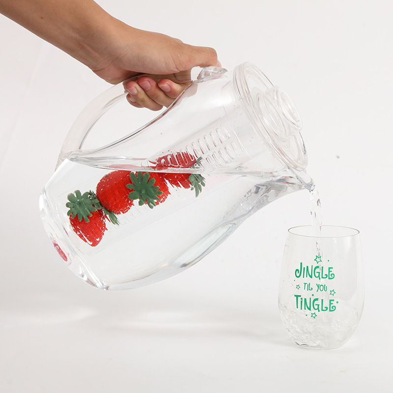 (2.5l) Karaffe Trink Krug Wasser / Ice Tea Kanne mit Deckel / Fruchteinsatz - Transparent