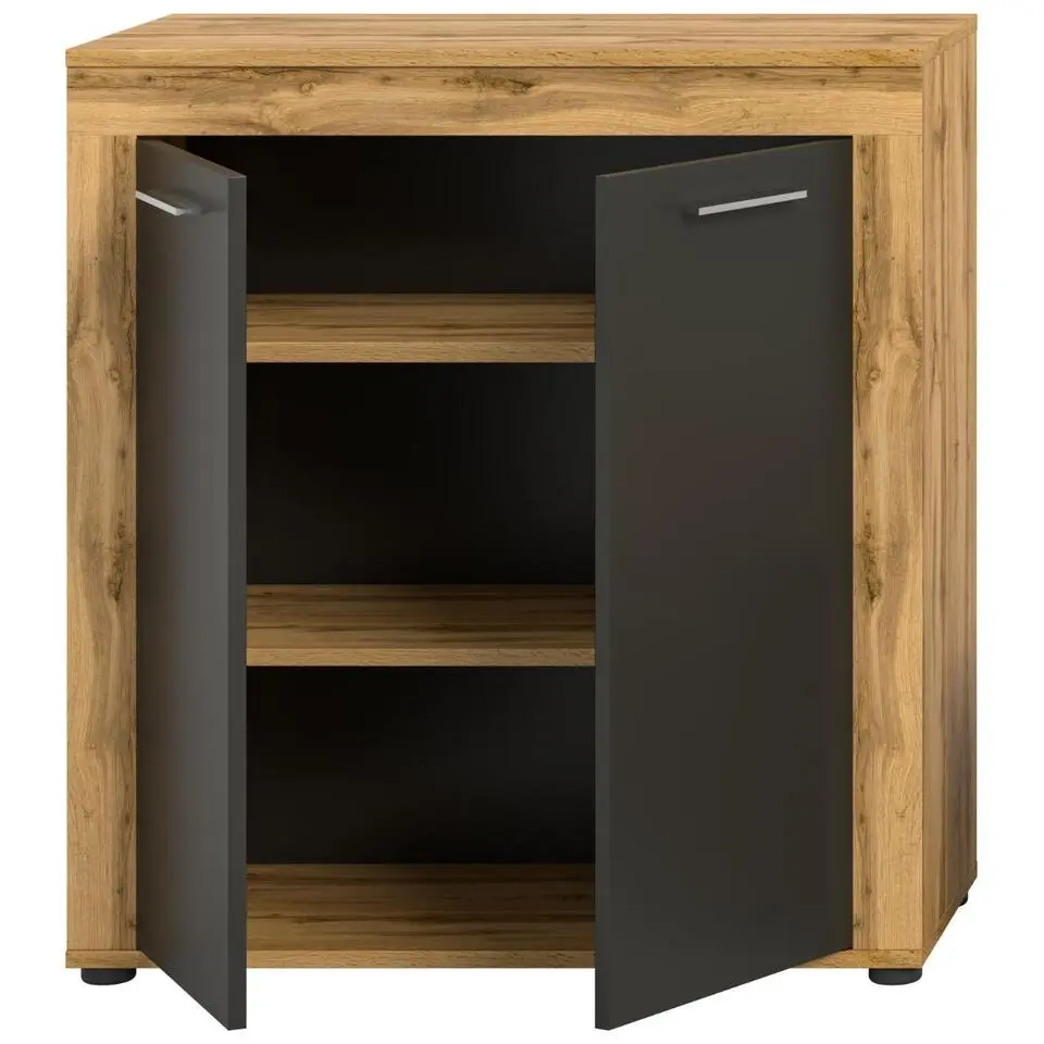 Hioshop Jam dressoir 2 deuren- grijs- eiken decor