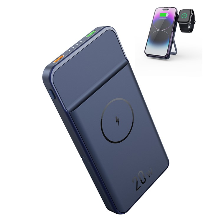 (15W) 10000mAh Magnetische MagSafe Powerbank USB C Power Delivery Ladegerät   Kickstand - Dunkelblau