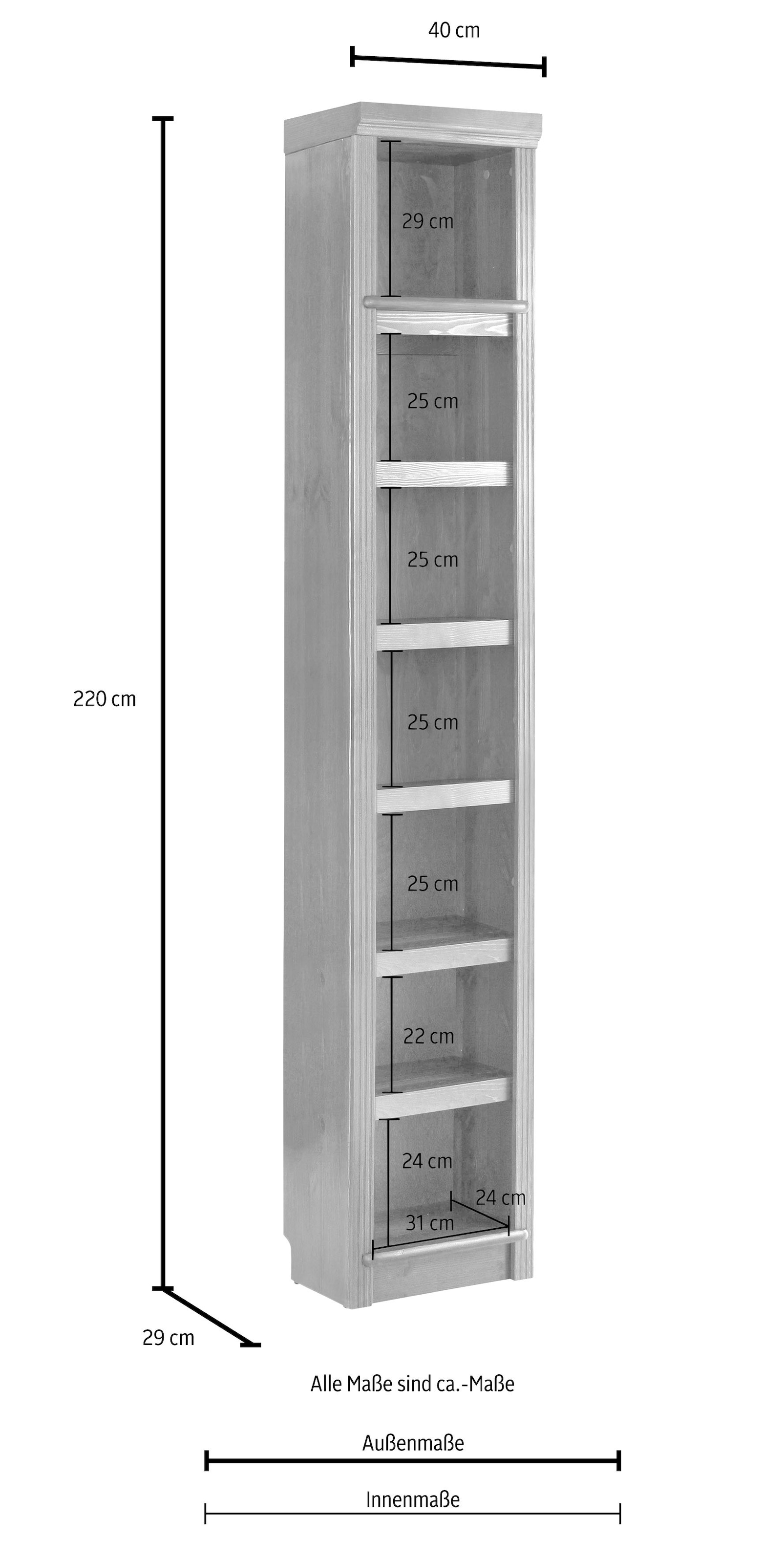 Home affaire Bücherregal »Soeren« aus massiver Kiefer, in 2 Höhen, Tiefe 29 cm, mit viel Stauraum