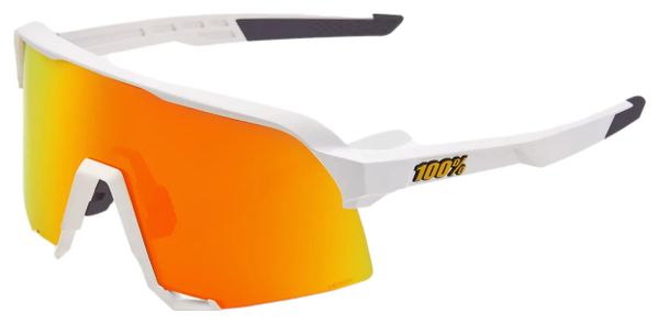 Lunettes 100% S3 - Soft Tact Blanc - Verres Miroir Multicouche Rouge Hiper
