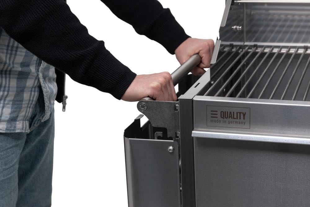 Schickling Holzkohlegrill 'Walter XL - Classic' BBQ Grillwagen aus hochwertigem Edelstahl mit doppelwandigem Grilldeckel - Made in Germany: 5-Fach verstellbar, 4-teiliger Rost, Grillfläche: 71x45cm