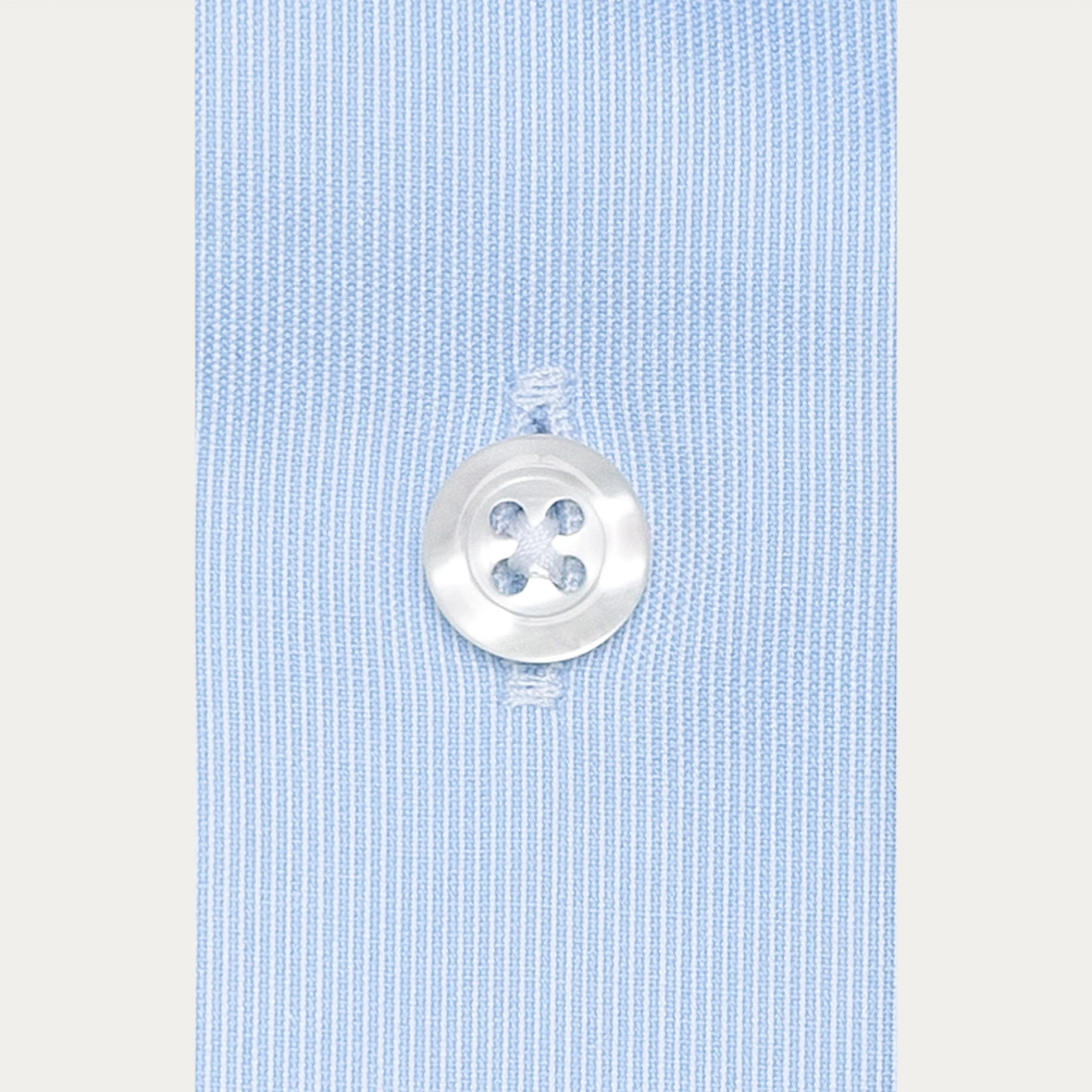 Double-twisted poplin shirt with fine blue stripes