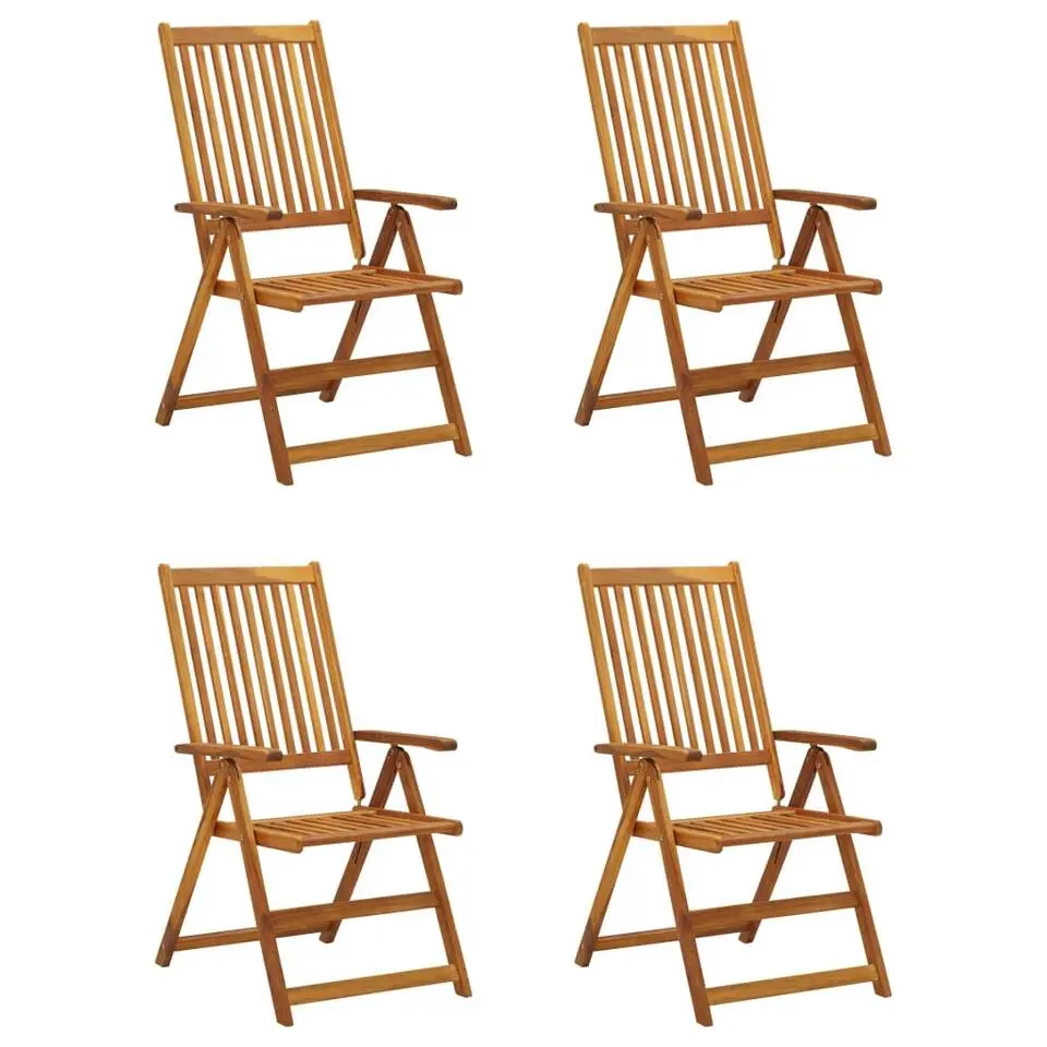 vidaXL - Verstelbare tuinstoelen - Kussens - Crème - Acaciahout - 4 stuks