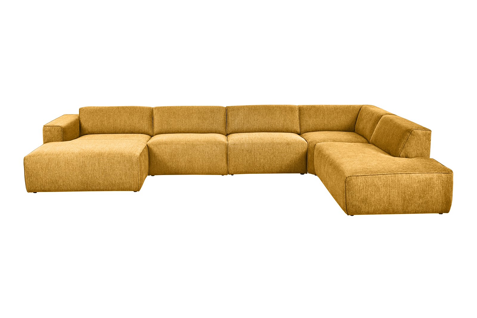 Enjoy U-sofa oppsett Sjeselong venstre liten , 2-seter, hjørne, åpen ende høyre liten i tekstil Brego 68 Mustard med sorte ben