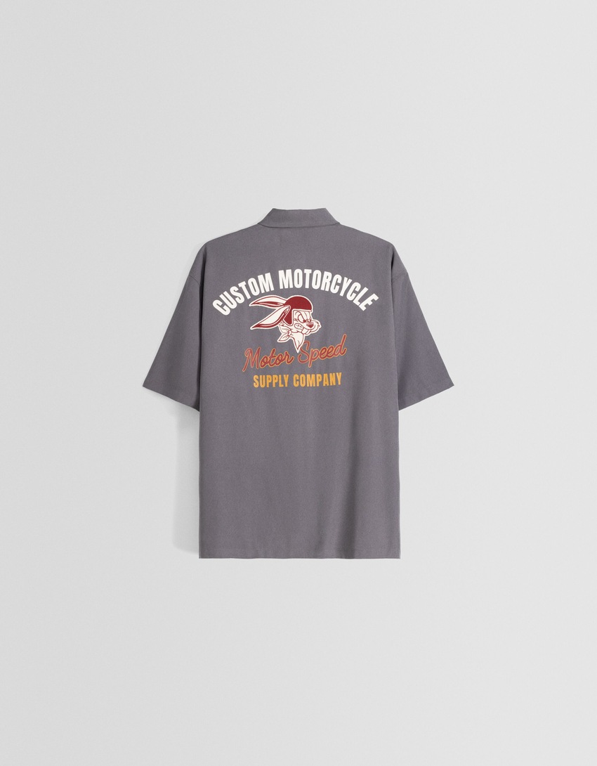 Camisa de manga curta bordada